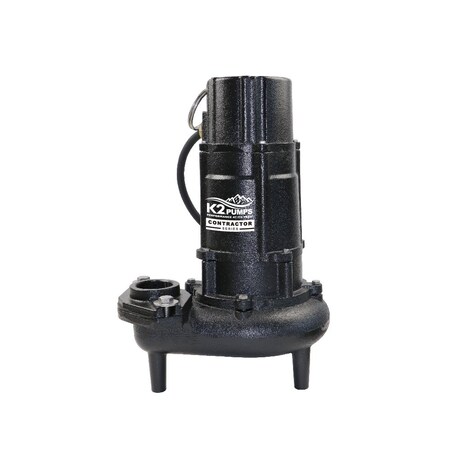 K2 Pumps Contractor Series 1/2 HP 2" Manual Sewage Pump, 115 Volt, 10 Amp, Cast Iron SWW05007K
